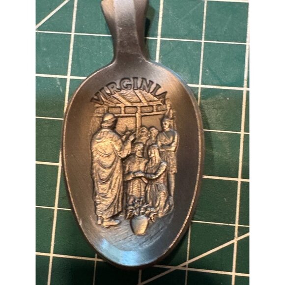 Franklin Mint Set Of 6 Pewter State Souvenir Spoons Featuring Colonial Scenes 19 - Picture 6 of 15